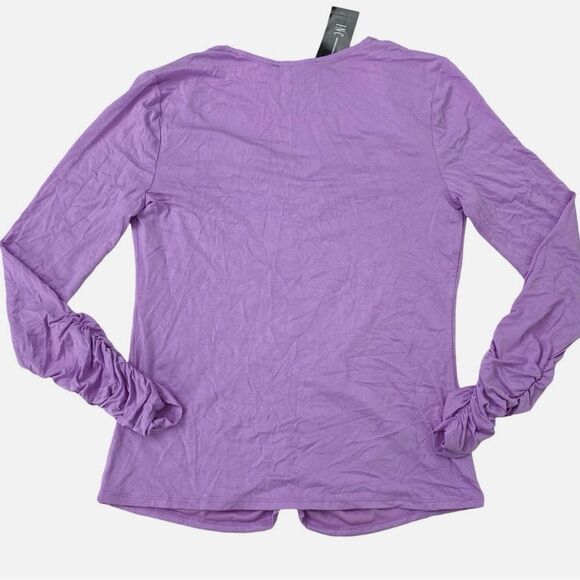 INC International Concepts Women's Lavender Ruched Blouse - Picture 2 of 13